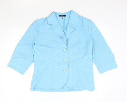 Fabiani Womens Blue Polyester Basic Button-Up Size 14 Collared
