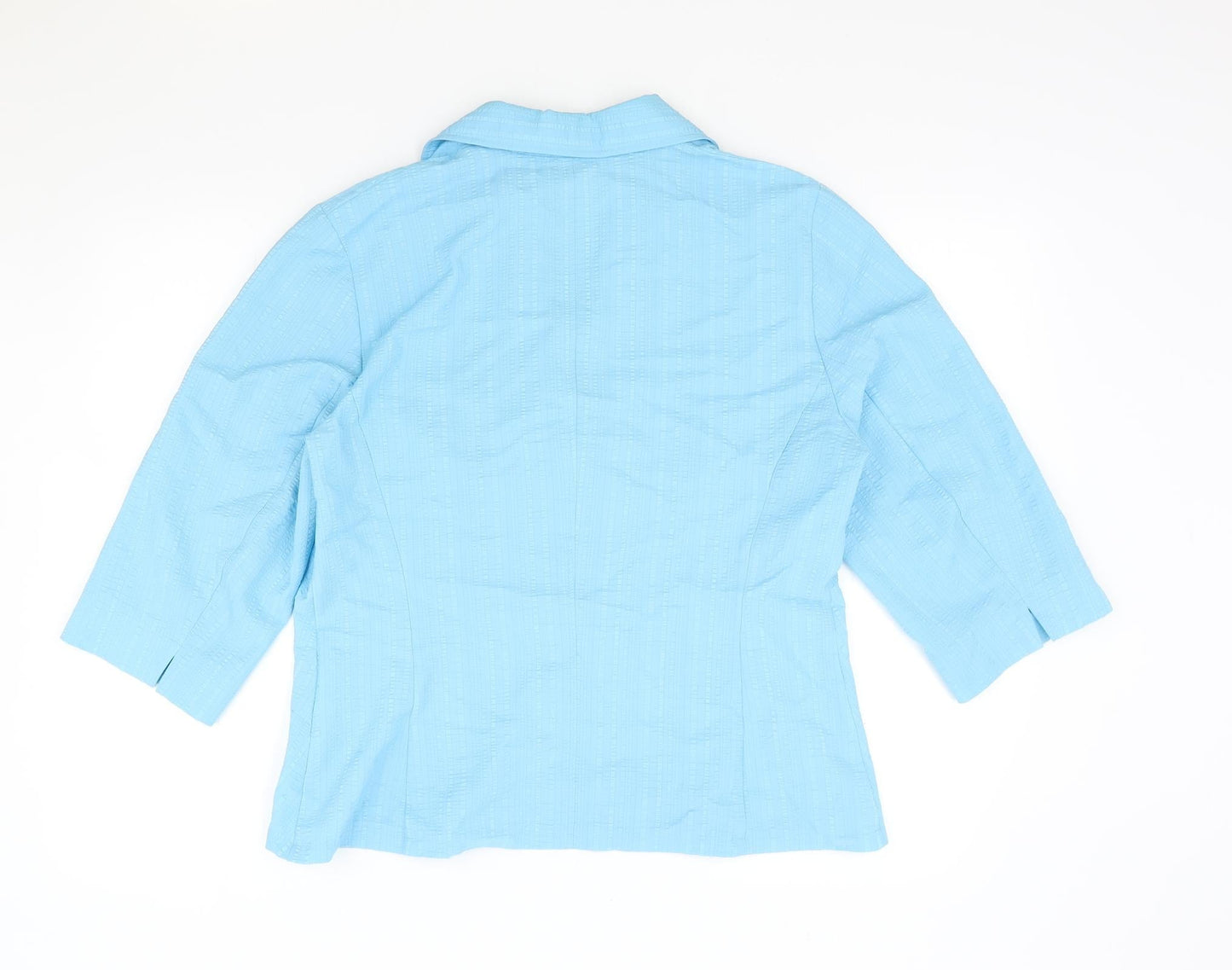 Fabiani Womens Blue Polyester Basic Button-Up Size 14 Collared