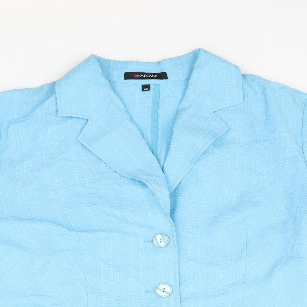 Fabiani Womens Blue Polyester Basic Button-Up Size 14 Collared