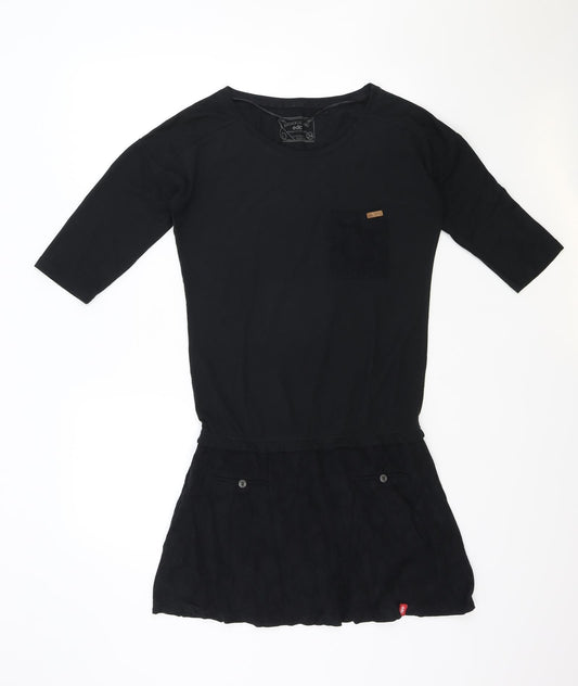 EDC Womens Black Polyester T-Shirt Dress Size 6 Round Neck Pullover