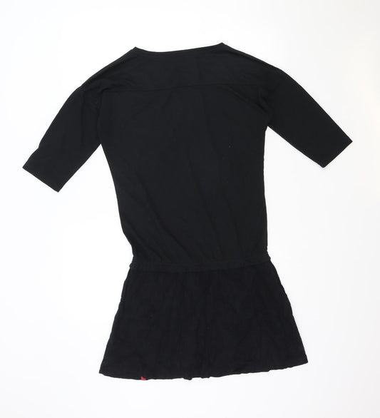 EDC Womens Black Polyester T-Shirt Dress Size 6 Round Neck Pullover