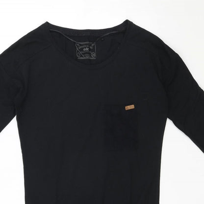 EDC Womens Black Polyester T-Shirt Dress Size 6 Round Neck Pullover