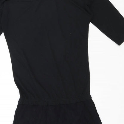 EDC Womens Black Polyester T-Shirt Dress Size 6 Round Neck Pullover