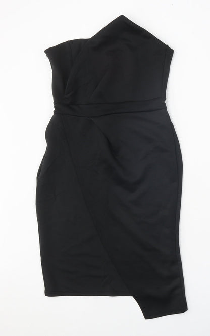 Preworn Womens Black Cotton Shift Size L Off the Shoulder Zip