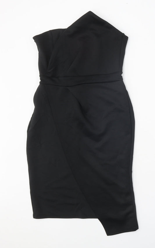 Preworn Womens Black Cotton Shift Size L Off the Shoulder Zip