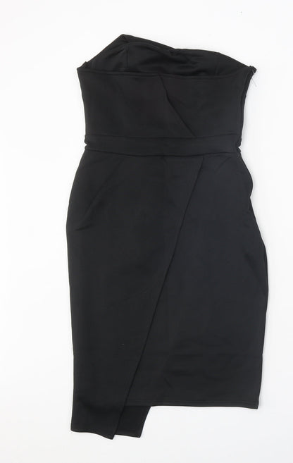 Preworn Womens Black Cotton Shift Size L Off the Shoulder Zip