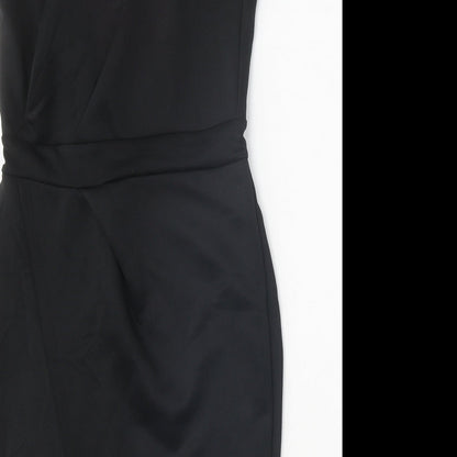Preworn Womens Black Cotton Shift Size L Off the Shoulder Zip