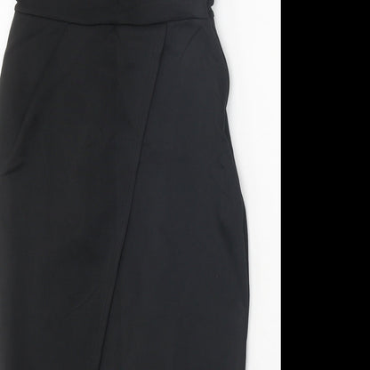 Preworn Womens Black Cotton Shift Size L Off the Shoulder Zip