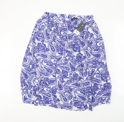 Dorothy Perkins Womens White Paisley Viscose Swing Skirt Size 10 Zip