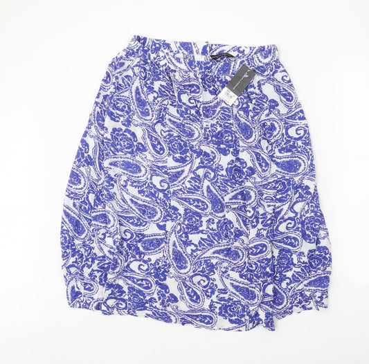 Dorothy Perkins Womens White Paisley Viscose Swing Skirt Size 10 Zip
