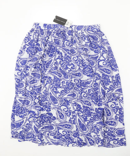 Dorothy Perkins Womens White Paisley Viscose Swing Skirt Size 10 Zip