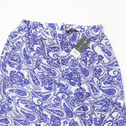 Dorothy Perkins Womens White Paisley Viscose Swing Skirt Size 10 Zip