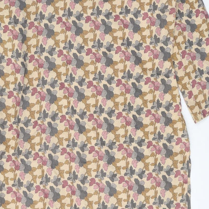 Preworn Womens Beige Geometric Polyester Shift One Size Round Neck Pullover