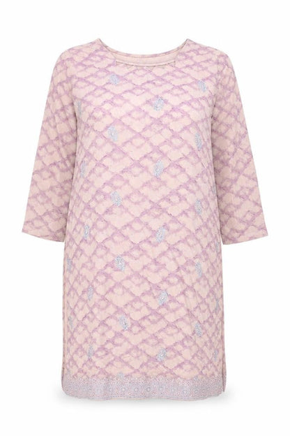 Preworn Womens Pink Geometric Polyester Shift One Size Square Neck Pullover