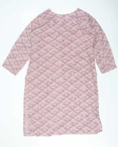 Preworn Womens Pink Geometric Polyester Shift One Size Square Neck Pullover