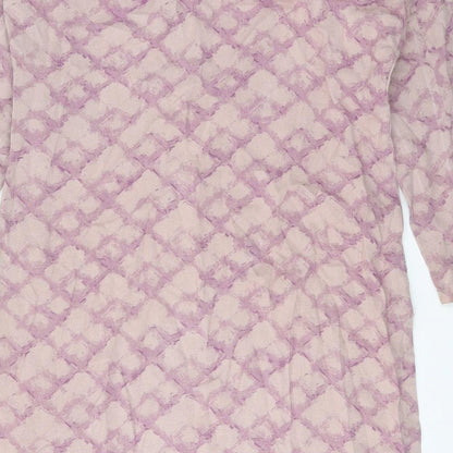 Preworn Womens Pink Geometric Polyester Shift One Size Square Neck Pullover