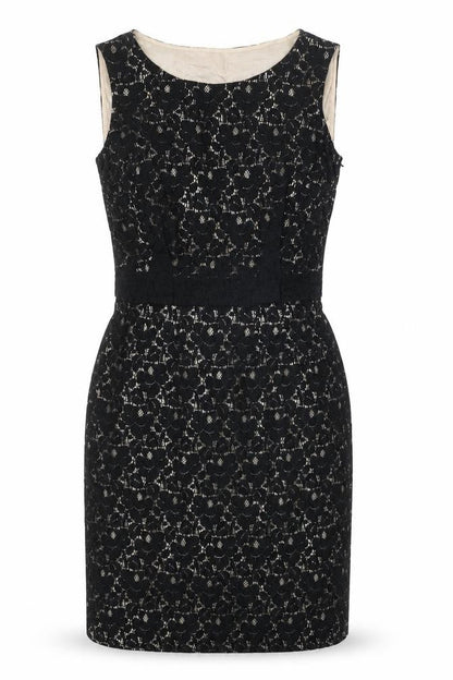 Preworn Womens Black Cotton Shift One Size Round Neck Zip
