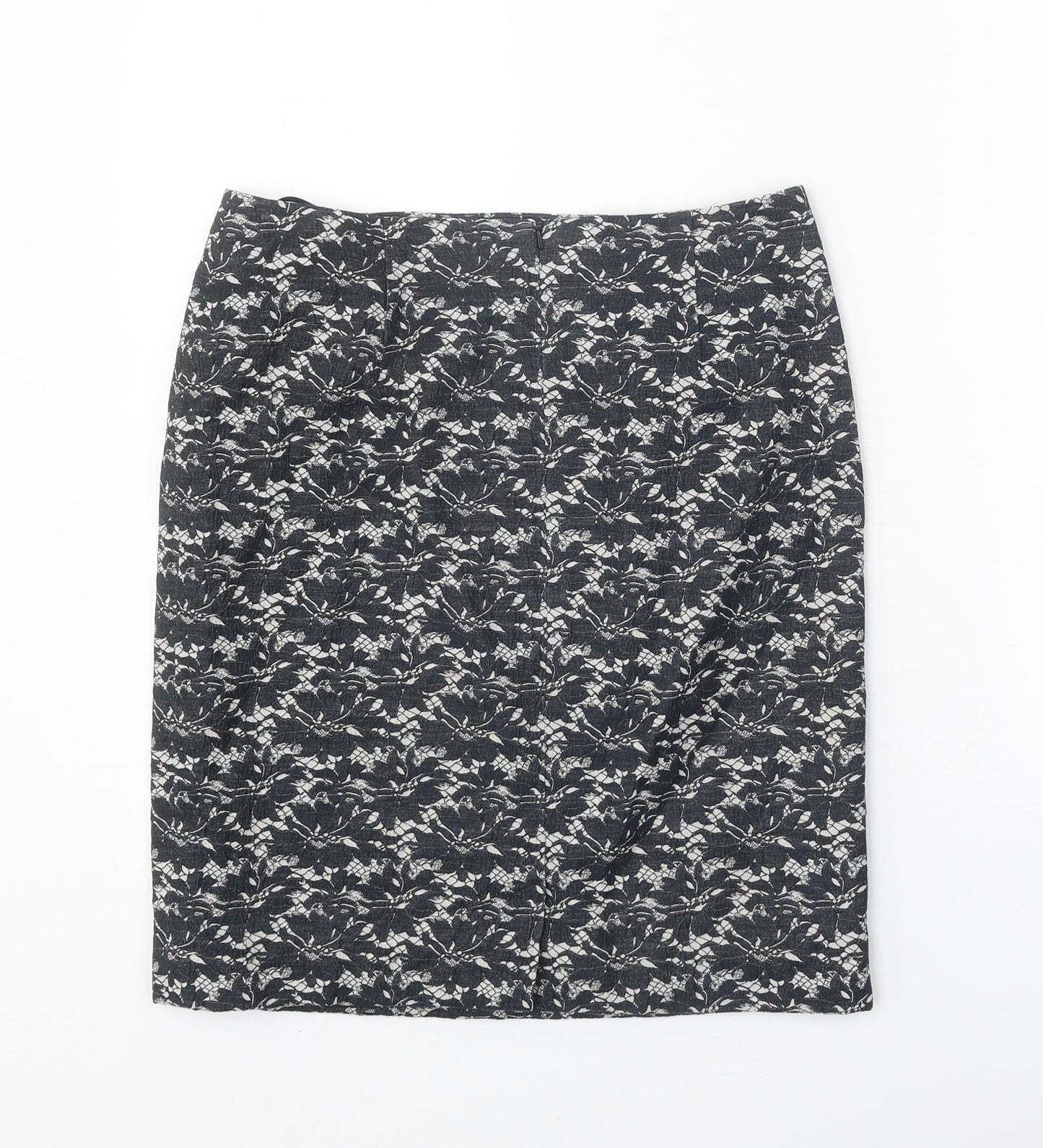 Phase Eight Womens Black Floral Polyester Straight & Pencil Skirt Size 10 Zip