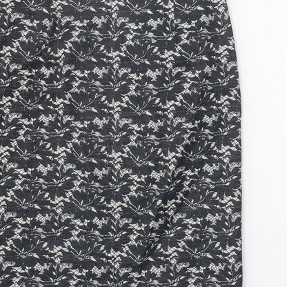 Phase Eight Womens Black Floral Polyester Straight & Pencil Skirt Size 10 Zip