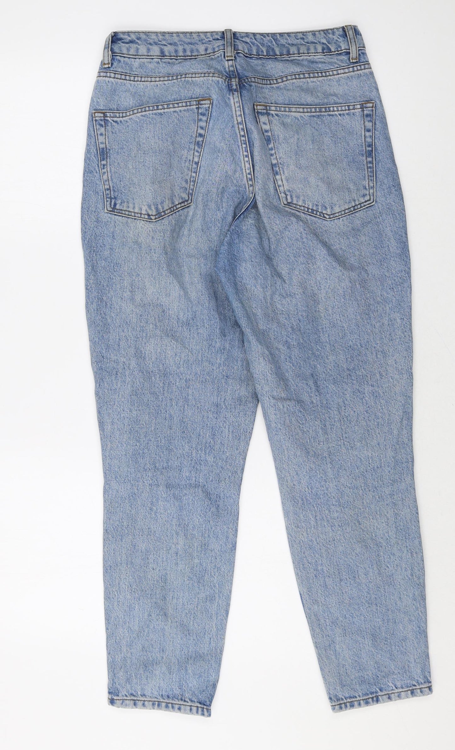 Topshop Womens Blue Cotton Straight Jeans Size 28 in Regular Zip