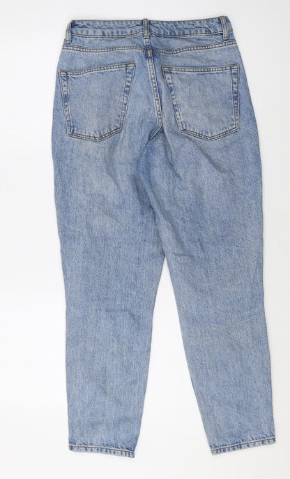 Topshop Womens Blue Cotton Straight Jeans Size 28 in Regular Zip