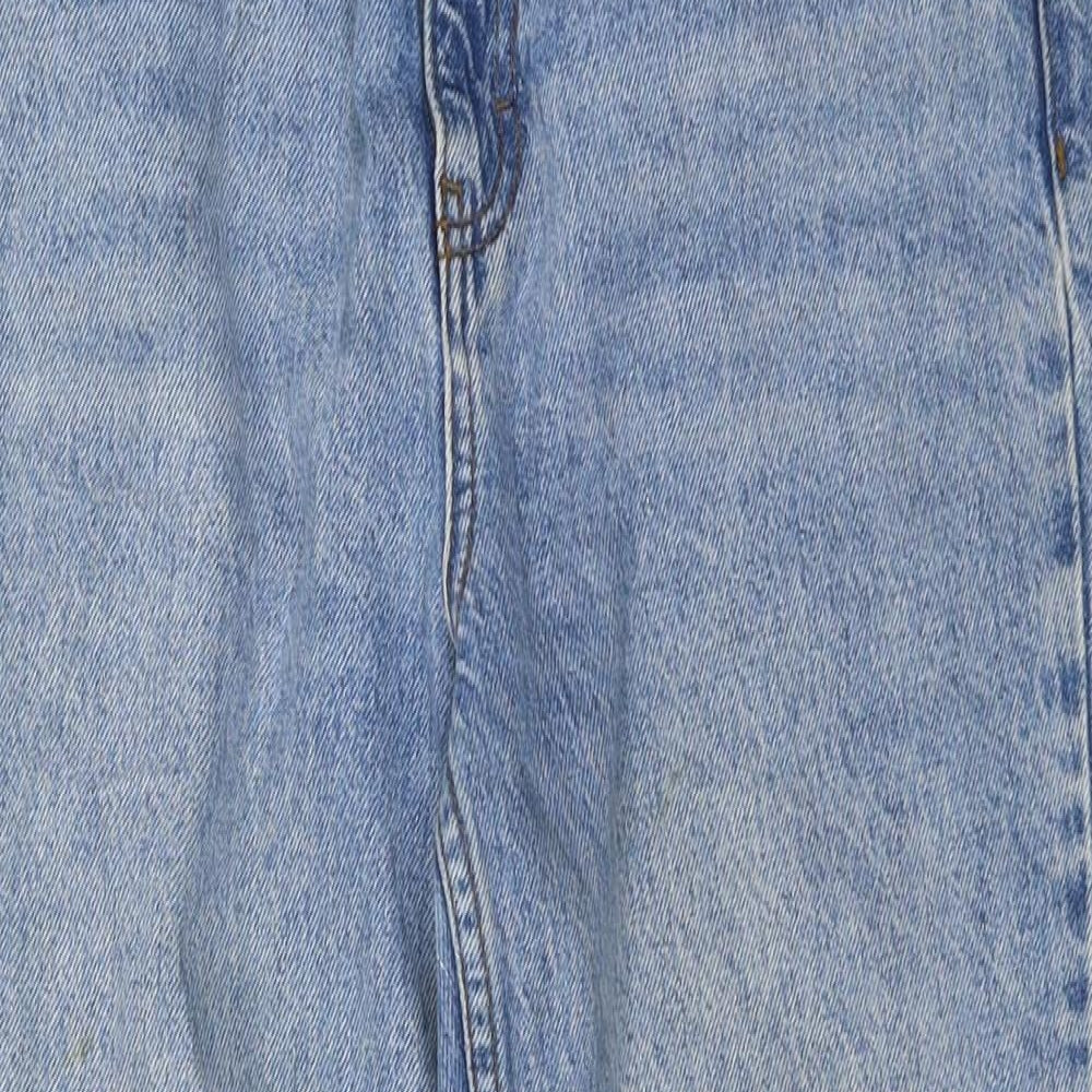 Topshop Womens Blue Cotton Straight Jeans Size 28 in Regular Zip