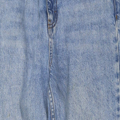Topshop Womens Blue Cotton Straight Jeans Size 28 in Regular Zip