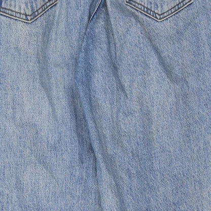 Topshop Womens Blue Cotton Straight Jeans Size 28 in Regular Zip