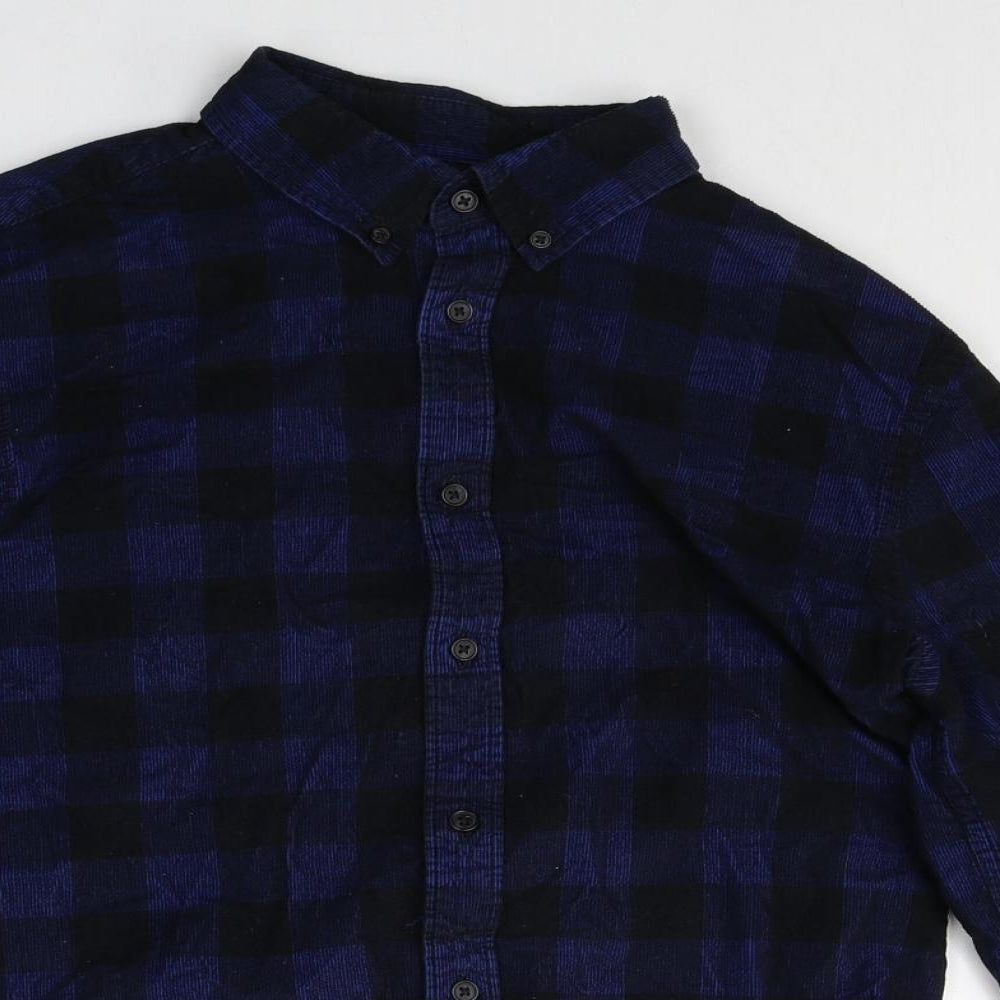 Mens UK Size S Marks and Spencer Blue  Button-Up Long Sleeve Casual Shirt