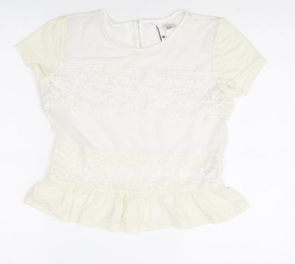 Womens UK Size 10 Divided Ivory Basic T-Shirt