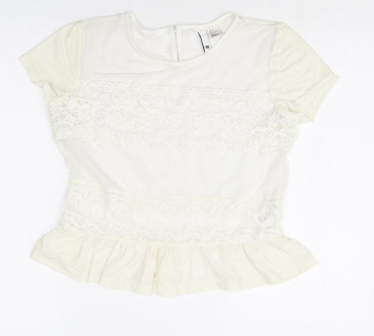 Womens UK Size 10 Divided Ivory Basic T-Shirt
