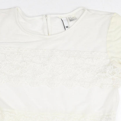 Womens UK Size 10 Divided Ivory Basic T-Shirt