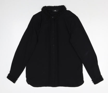 Womens UK Size 8 Wallis Black Basic Button-Up