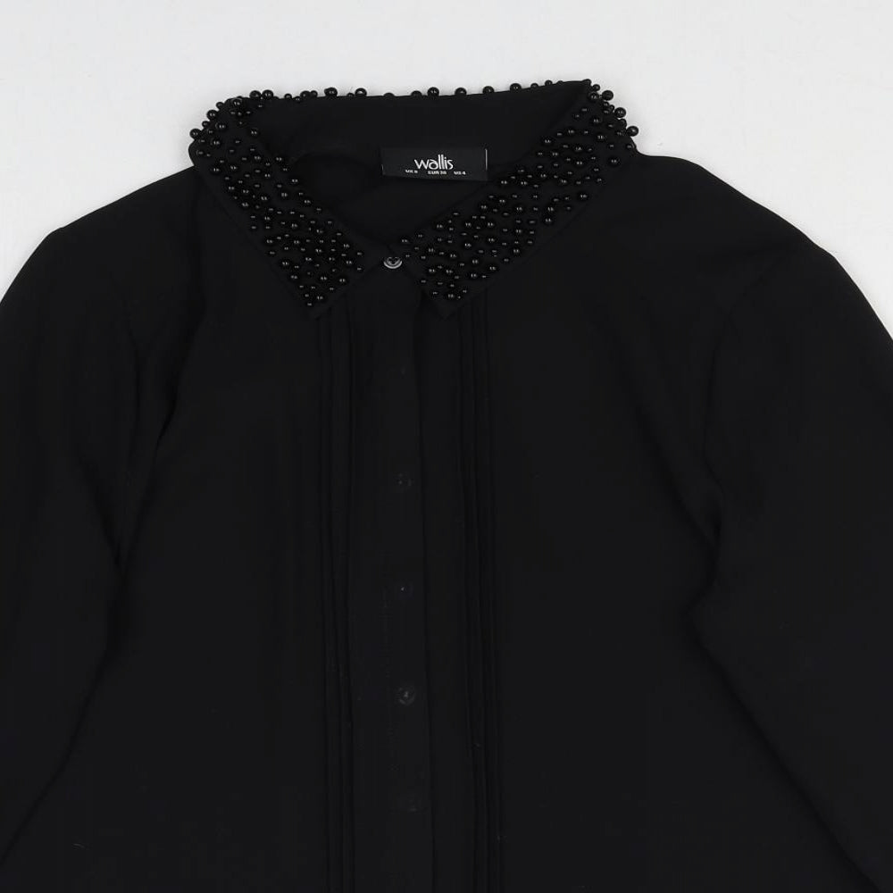 Womens UK Size 8 Wallis Black Basic Button-Up