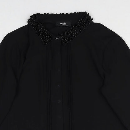 Womens UK Size 8 Wallis Black Basic Button-Up