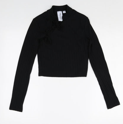 Womens UK Size 8 COLLUSION Black Basic T-Shirt