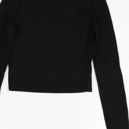 Womens UK Size 8 COLLUSION Black Basic T-Shirt