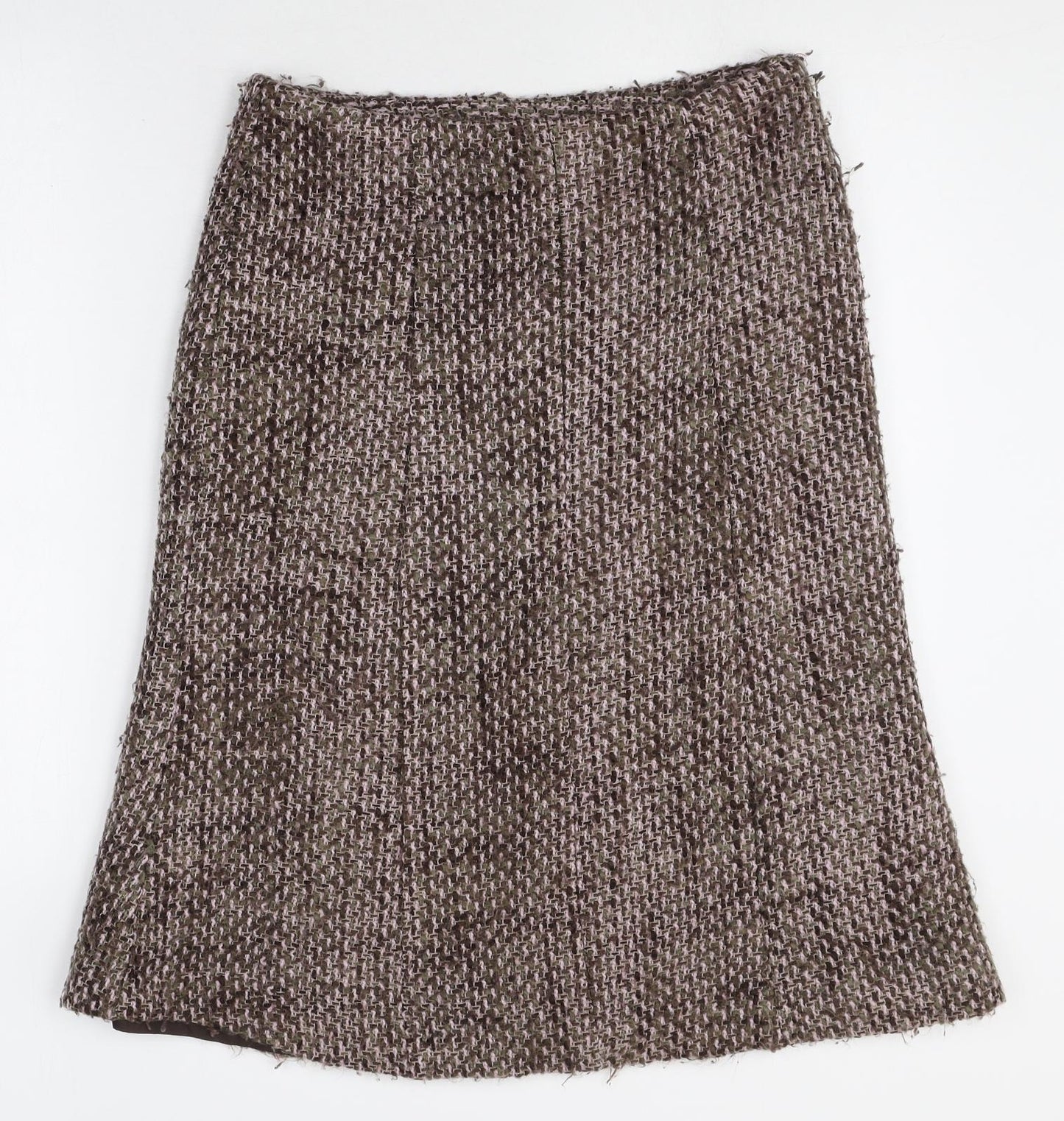 PORTAFINA Womens Brown Geometric Acrylic Swing Skirt Size 12 Zip