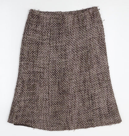 PORTAFINA Womens Brown Geometric Acrylic Swing Skirt Size 12 Zip