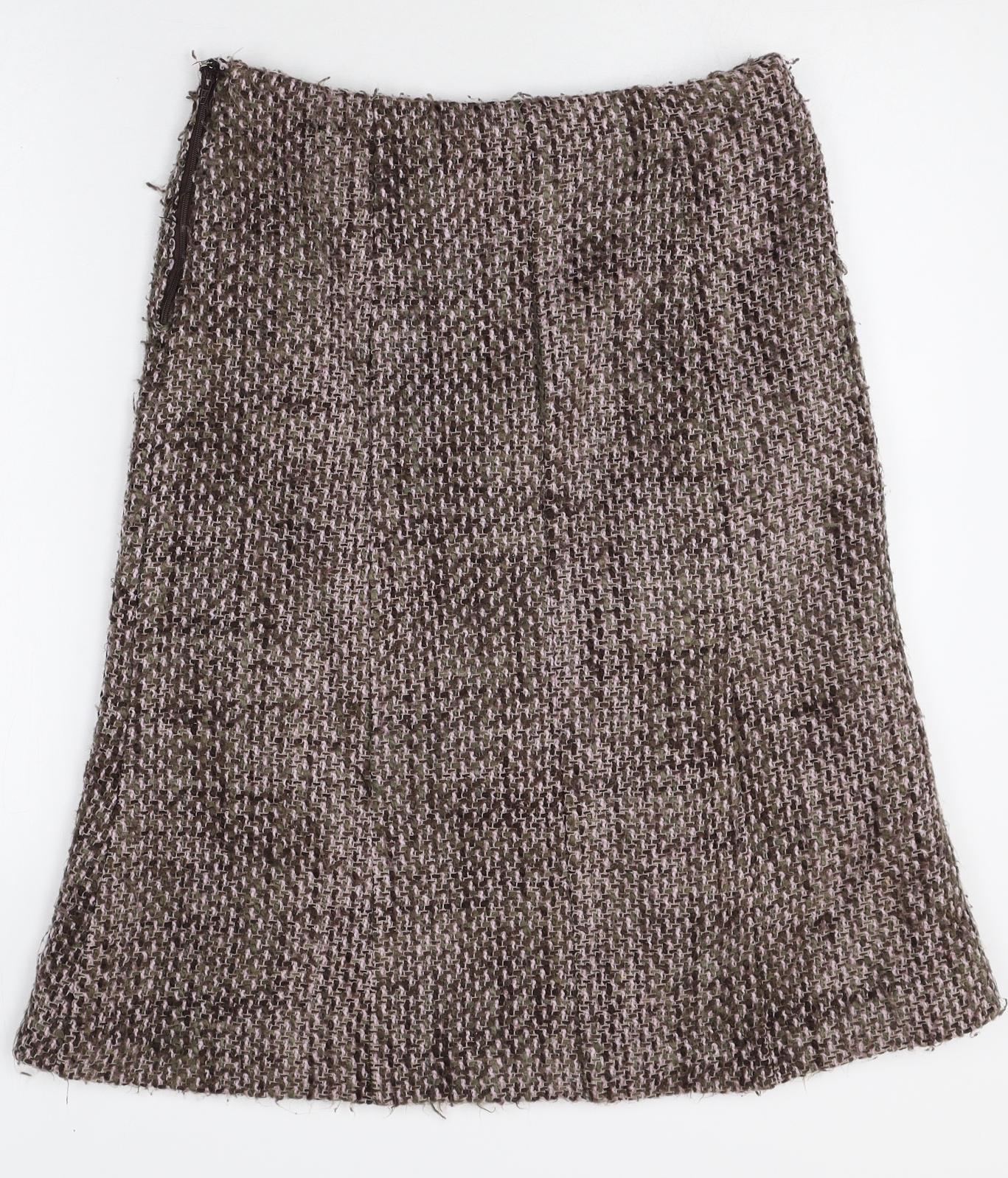 PORTAFINA Womens Brown Geometric Acrylic Swing Skirt Size 12 Zip
