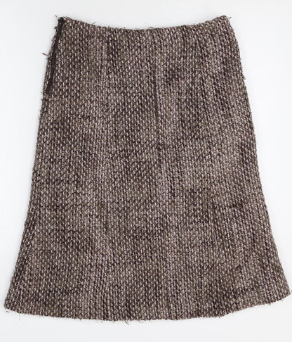 PORTAFINA Womens Brown Geometric Acrylic Swing Skirt Size 12 Zip