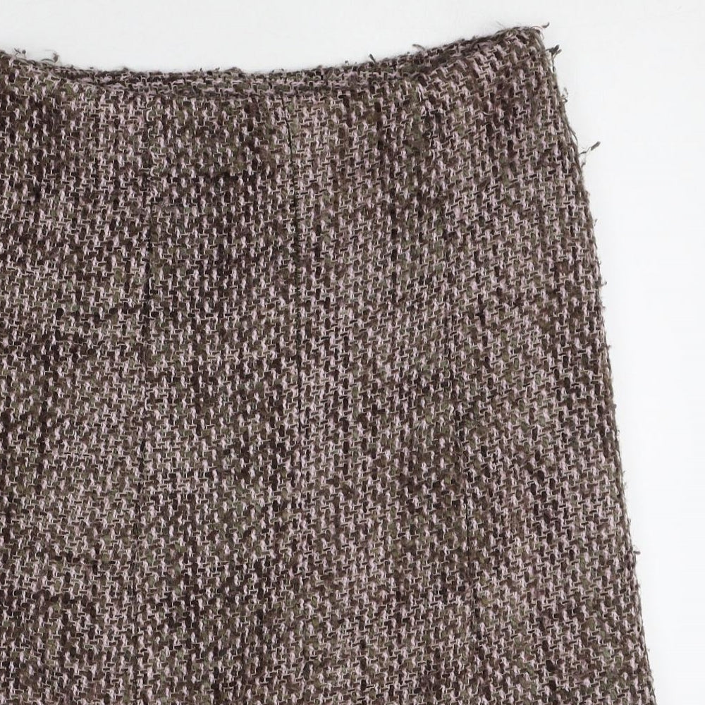 PORTAFINA Womens Brown Geometric Acrylic Swing Skirt Size 12 Zip