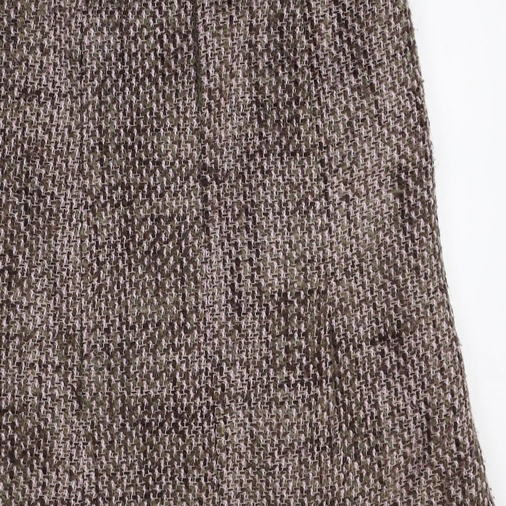 PORTAFINA Womens Brown Geometric Acrylic Swing Skirt Size 12 Zip