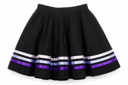 Plume Girls Black Striped Cotton Swing Skirt Size 2-3 Years Regular Hook & Loop