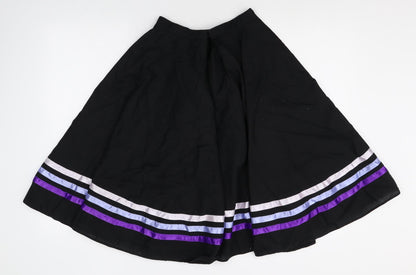 Plume Girls Black Striped Cotton Swing Skirt Size 2-3 Years Regular Hook & Loop