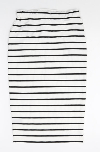 ODEL Womens White Striped Polyester Straight & Pencil Skirt Size 8 Drawstring