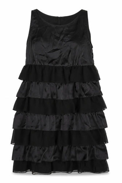 Dorothy Perkins Womens Black Polyester A-Line Size 14 Scoop Neck Button