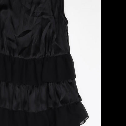 Dorothy Perkins Womens Black Polyester A-Line Size 14 Scoop Neck Button