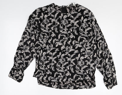 Autograph Womens Black Geometric Viscose Basic Blouse Size 8 Round Neck