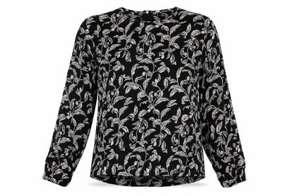 Autograph Womens Black Geometric Viscose Basic Blouse Size 8 Round Neck